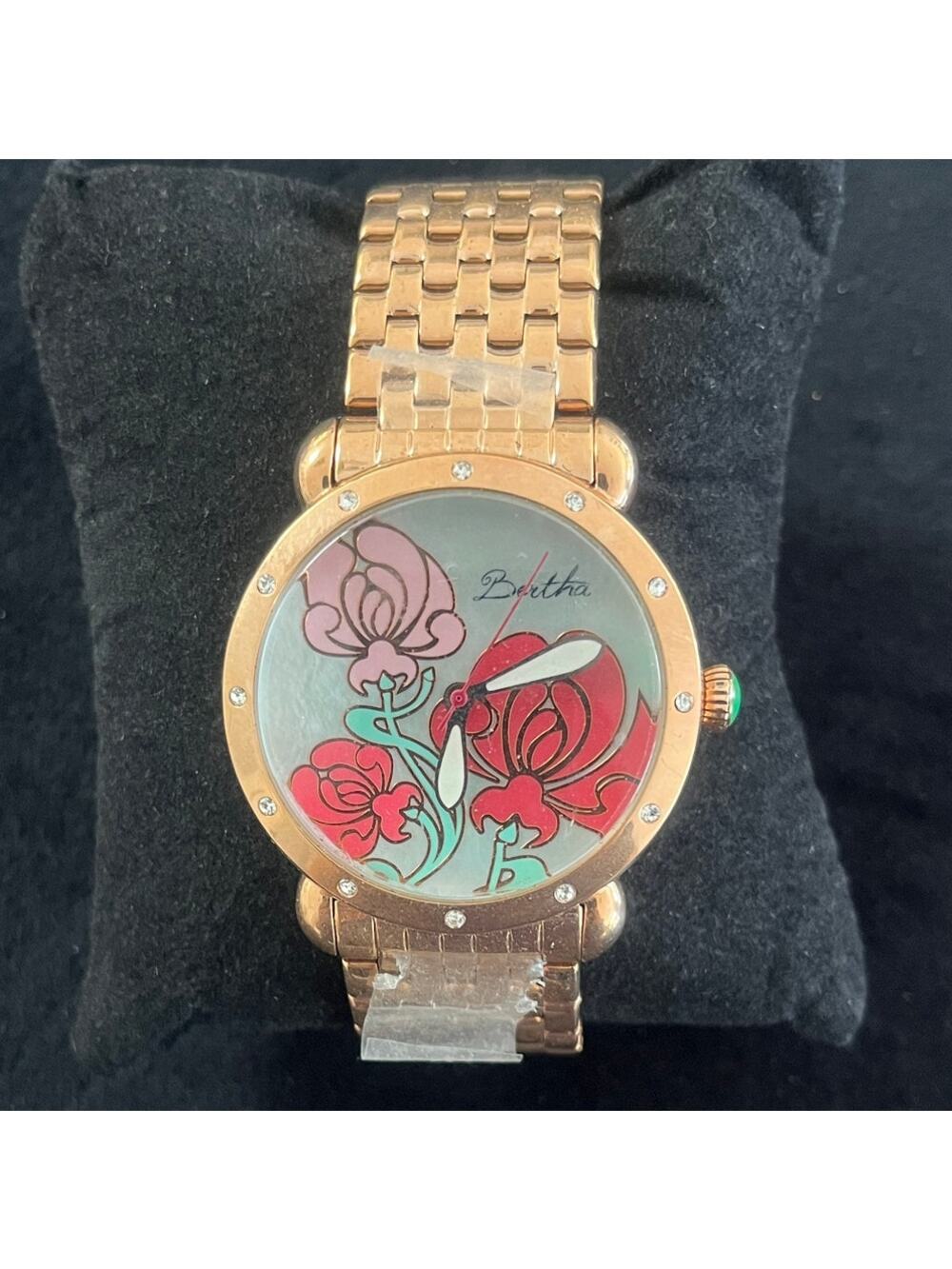 NEW, Authentic Bertha Mother of Pearl, Floral Face Watch NWOT
